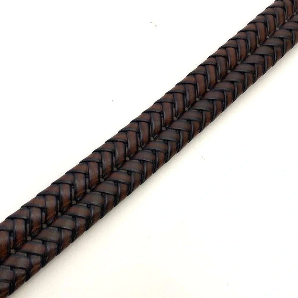 Fossil Men's Maddox Brown Leather Braided Trouser Belt